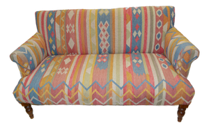 Sundance Kilim Wool Colorful Southwest Loveseat / Sofa Entry Bench Seat