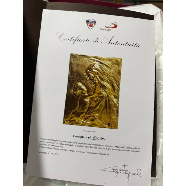 Vintage Italian Bronze Bas-Relief Sergio Verginelli Madonna and Child For Sale - Image 10 of 12