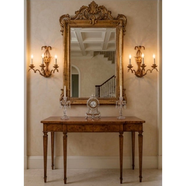 Bronze Pair of Vintage Hollywood Regency Gilt Metal 3-Light Sconces For Sale - Image 8 of 12