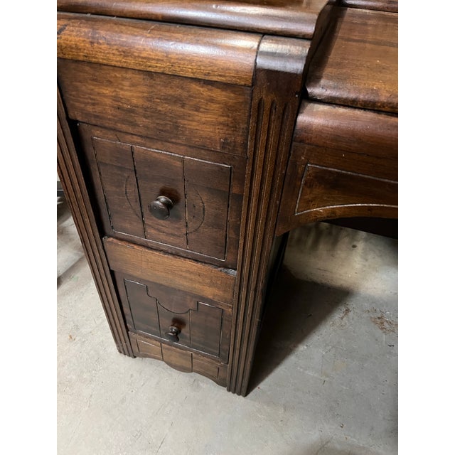 English 1970s Vintage Wooden Writing Desk With Drawers For Sale - Image 3 of 4
