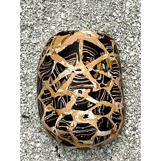 Contemporary Vintage Boho Artisanal Pigmented Plaster Scagliola Wall Pocket For Sale - Image 3 of 12