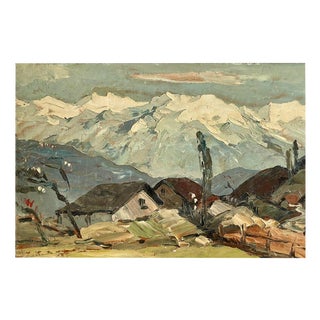 Lucien Poignant, Chain of the Alps in the Grenoble Valley, Oil on Panel For Sale