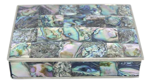 Large Vintage Tessellated Abalone Shell Footed Box