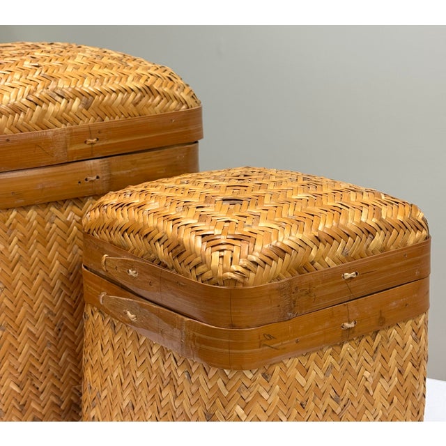 Vintage Woven Wicker Nesting Baskets, a Pair For Sale In Kansas City - Image 6 of 6