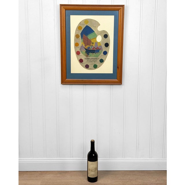 An Original Glidden "Chromopaste" Wall Hanging Advertisement with Asian Ship Motif, c. Mid 20th Century - Pairs Nicely...