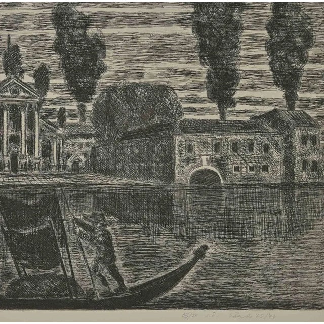 Gondoliers in Venice is an etching realized by Gianpaolo Berto in 1974. 60 X 75 cm , no frame. Edition 33/50. Numbered and...