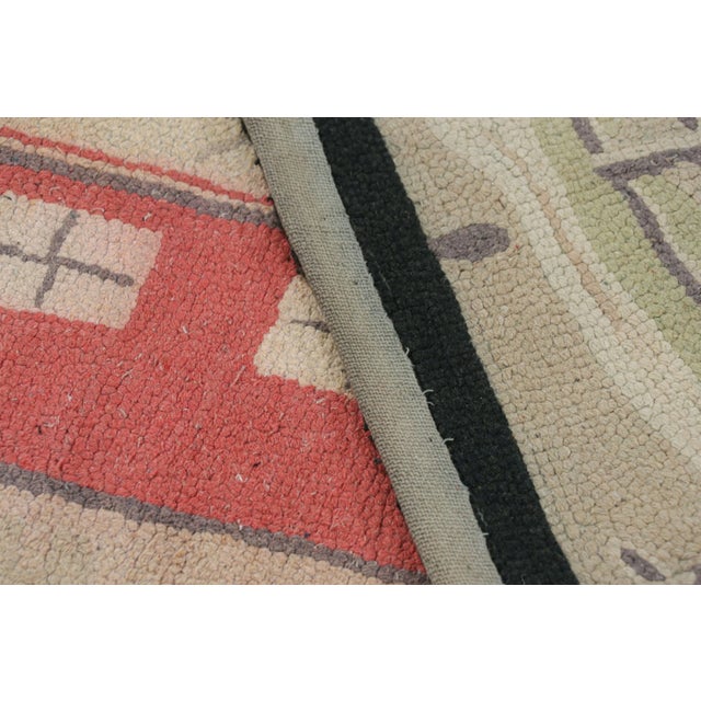 Textile Antique Hooked Rug With Farm Pictorials in Cream and Green, From Rug & Kilim For Sale - Image 7 of 7