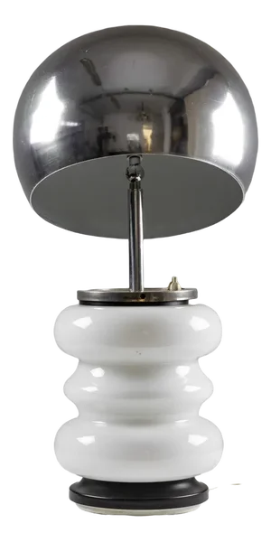Italian Opal Glass and Chromed Steel Table Lamp