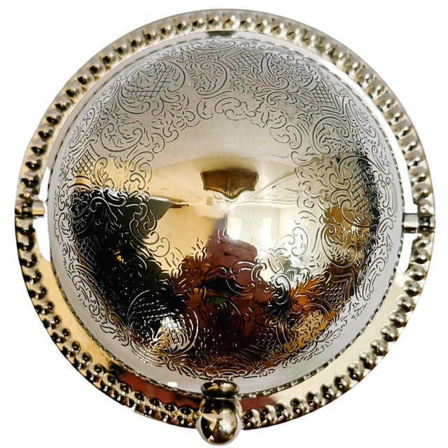 Mid 20th Century Mid 20th Century English Silver-Plated Roll Top Caviar / Butter Dish With Glass Liner - Caviar Server For Sale - Image 5 of 12