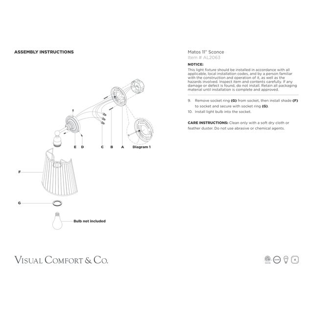 Amber Lewis for Visual Comfort Signature Matos 11" Sconce in Hand-Rubbed Antique Brass with Silk Pleat Shade For Sale - Image 9 of 9