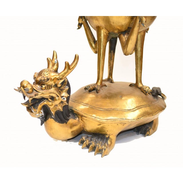 Chinese Dragon Crane Incense Burner in Bronze For Sale - Image 4 of 12