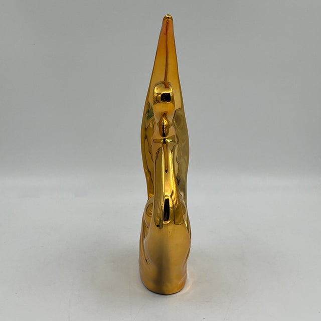 Late 20th Century Vintage Modern Abstract Gold Ceramic Sculpture Fish or Rabbit For Sale - Image 5 of 10