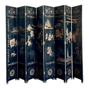 Vintage Asian Monumental 8 Panel Coromandel Screen