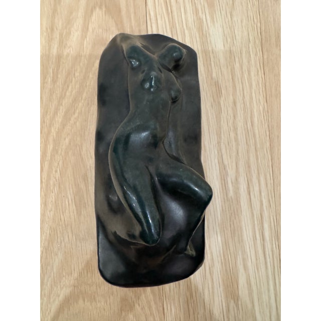 Dark Green 1926 Peter David Edstrom Art Deco Nude Ceramic Sculpture / Wall Plaque For Sale - Image 8 of 11