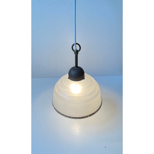 Art Deco Scandinavian Brass & Frosted Glass Pendant Lamp, 1930s For Sale - Image 10 of 10