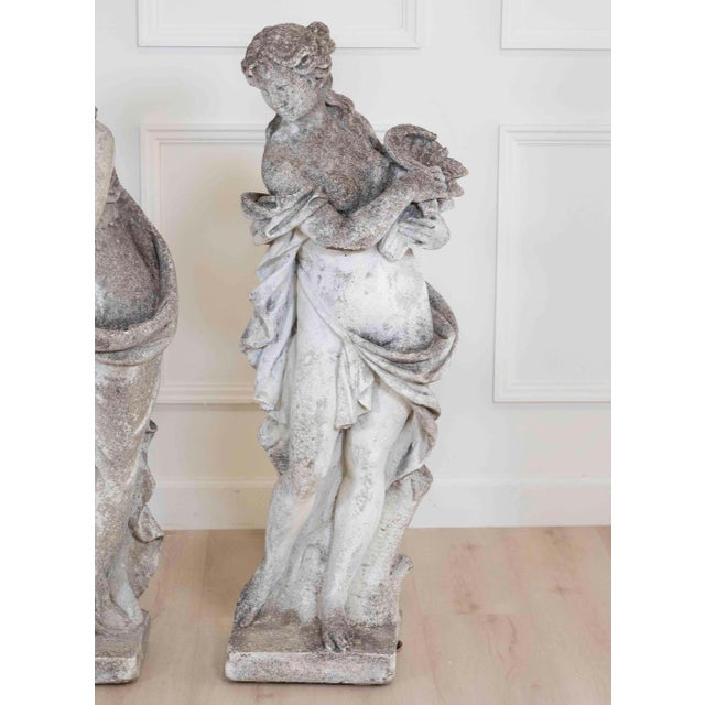 Gray Set of Four Italian 1930s Neoclassical Garden Sculptures, The Four Seasons For Sale - Image 8 of 15