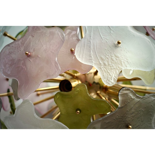 Sputnik Murano Art Glass Green Pink and White Chandelier and Pendant, 2000 For Sale - Image 9 of 12