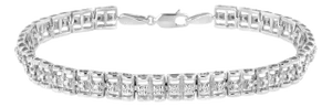 .925 Sterling Silver 1/10 Cttw Diamond Double-Link 7" Rolex Tennis Bracelet (I-J Color, I3 Clarity)