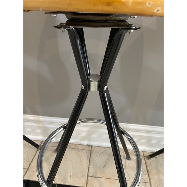 Vintage Boho European Riviera Style Wicker Rattan Swivel Bar Stools For Sale - Image 10 of 12