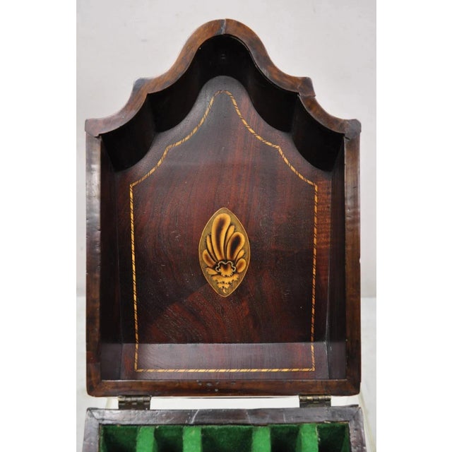 Antique George III Georgian Mahogany & Satinwood Inlay Buffet Knife Box For Sale - Image 4 of 11