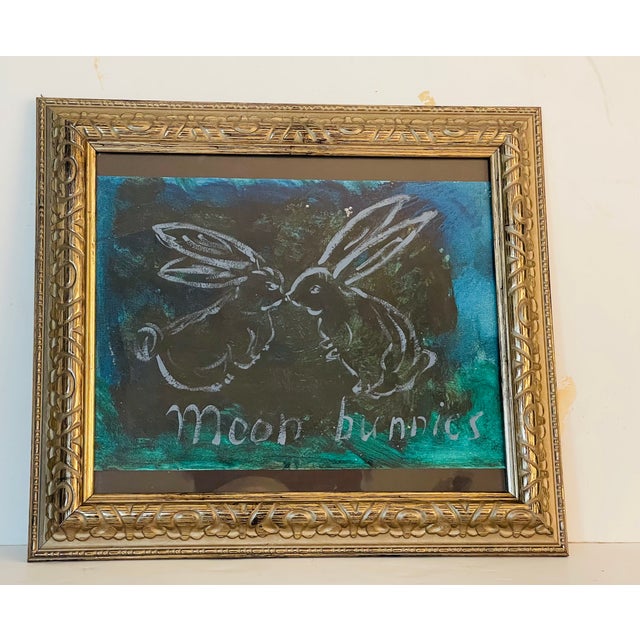 Abstract Moon Bunnies Abstract Sketch on Canvas by Elia Framed For Sale - Image 3 of 5
