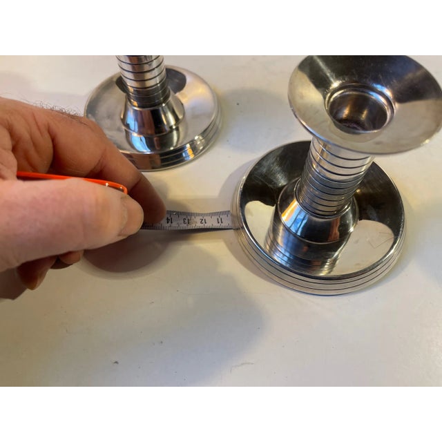 Art Deco Plated Silver Candleholders by Carl F. Christensen, Set of 2 For Sale - Image 7 of 10