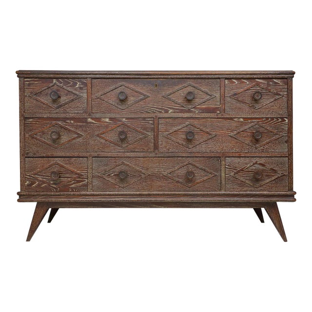 Bespoke Cerused Oak Chest in the Mid-Century Manner For Sale