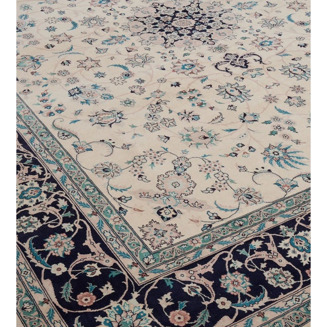 1990s Contemporary Hand-Knotted Wool Revival Floral Tabriz Rug For Sale - Image 5 of 7