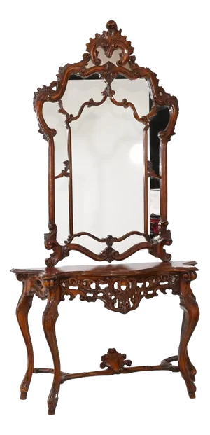 Italian Carved Console Table Mirror, 1920s, Set of 2