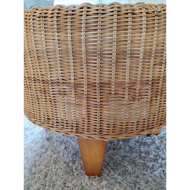 Woven Wicker Rattan Ottoman | Chairish