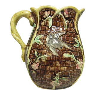 Antique English Thomas Forester Majolica Bird Pitcher For Sale