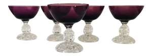 Vintage Fostoria Purple & Clear Cocktail Glasses S/5