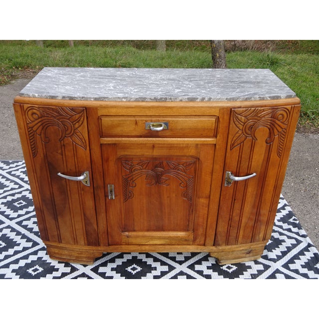 Brown Art Deco Buffet in Walnut and Gray Marble, 1930s For Sale - Image 8 of 18