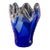Vintage Cobalt Blue Murano Style Art Glass Flower Bowl Vase For Sale