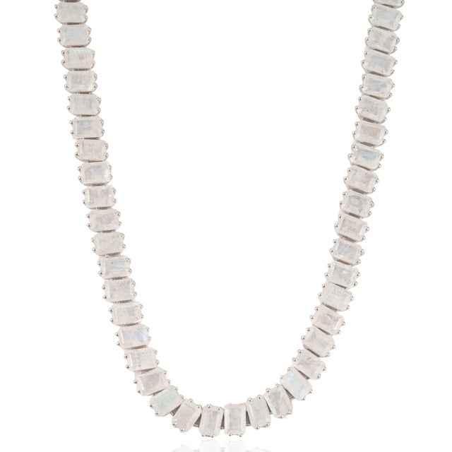Not Yet Made - Made To Order 85.1 Ct Natural Moonstone Handcrafted Tennis Necklace With Drop Earrings Set - 3 Pieces For Sale - Image 5 of 15