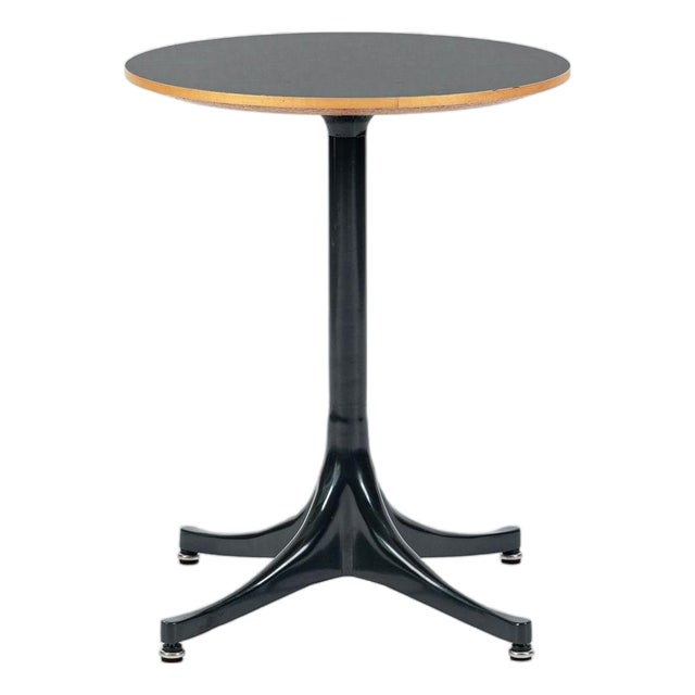 Mid Century George Nelson Pedestal Side Table for Herman Miller Black Laminate For Sale