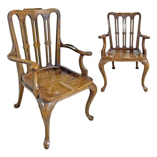 Pair of George II-Style Hall Armchairs For Sale