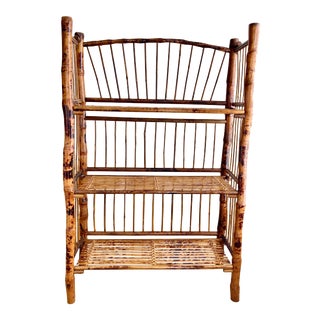 Mid 20th Century 3-Tier Tortoise Shell Bamboo Shelving Unit For Sale