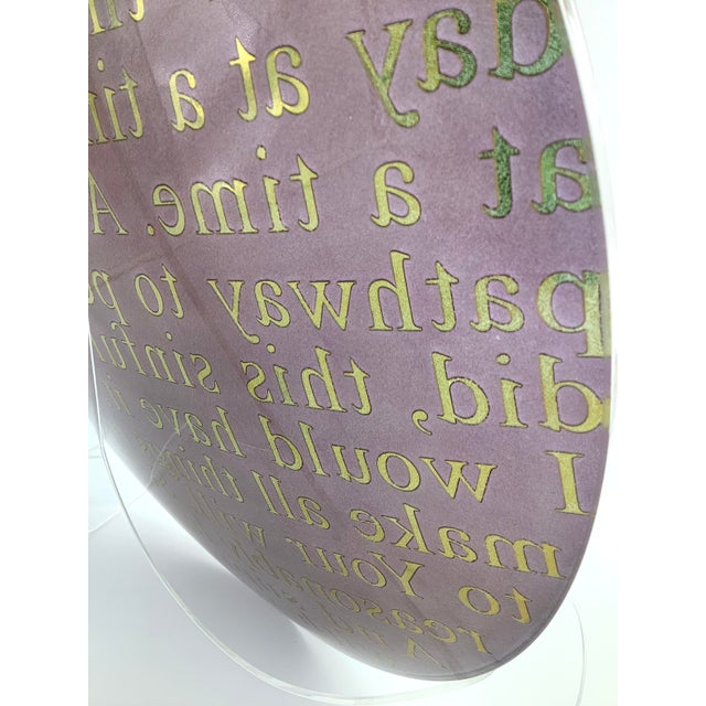 Glass Stunning Large Gold Stephen Schlanser Christian Art Glass Platter, Signed, 22”d For Sale - Image 7 of 13
