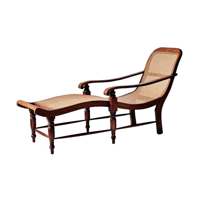 Vintage Chaise Lounge Chair - Hand Caned For Sale - Image 10 of 11