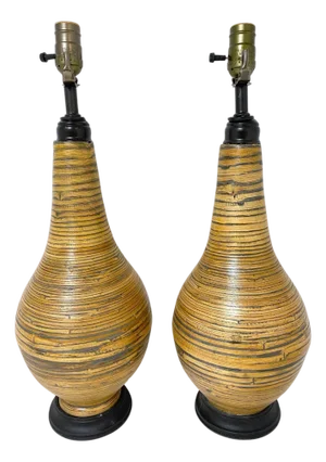 Pair of Organic Modern Bamboo Lamps