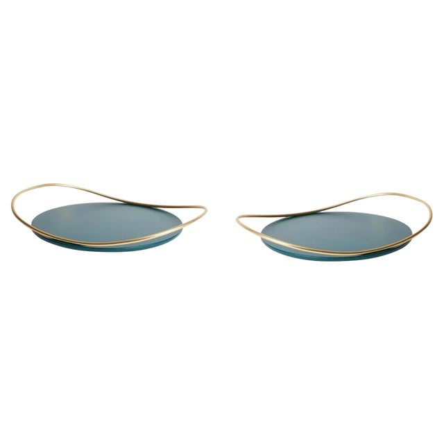 Petrol Green Touché B Trays by Mason Editions, Set of 2 For Sale