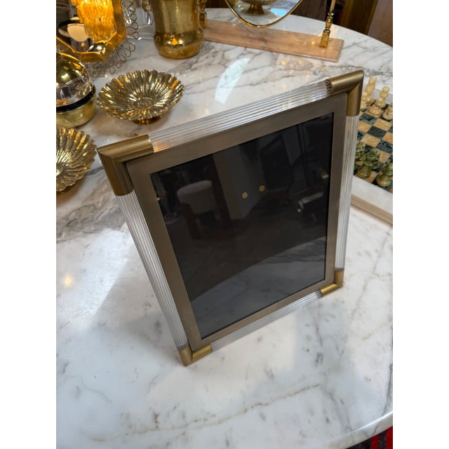 1970s Italian Mid-Century Brass and Lucite Picture Frame, 1970s For Sale - Image 5 of 7