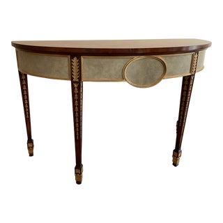 Theodore Alexander Faux Shagreen Demilune Table For Sale