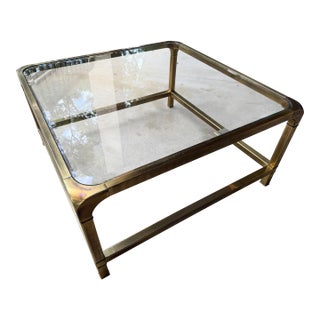Vintage Hollywood Regency Mastercraft Style Brass and Glass Coffee Table For Sale