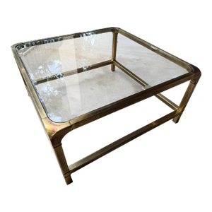 Vintage Hollywood Regency Mastercraft Style Brass and Glass Coffee Table