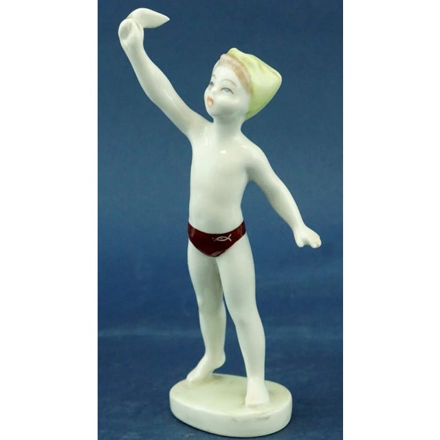Ceramic 20th Century Porcelain Sculptures of 4 Children from Hollohàza Manufactory, Aquincum, Hungary, Mid-1950s, Set of 4 For Sale - Image 7 of 18
