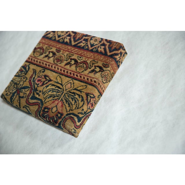 Wood Decorative Cork Board Antique Kerman Rug Fragment Art For Sale - Image 7 of 10