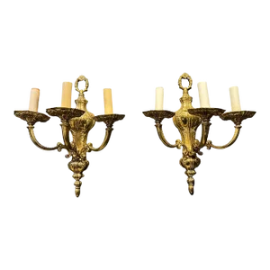 A Pair of 1940s Gilt Bronze Sconces