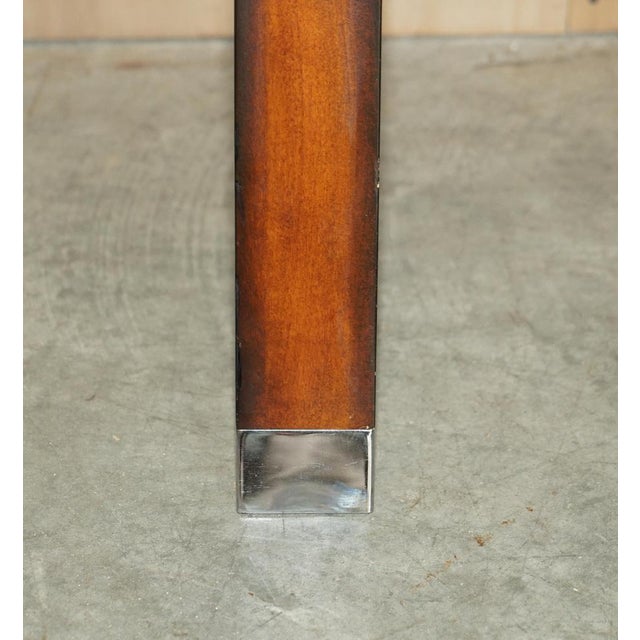 Chrome Tipped X Framed Console Table in Beech and Glass For Sale - Image 9 of 15